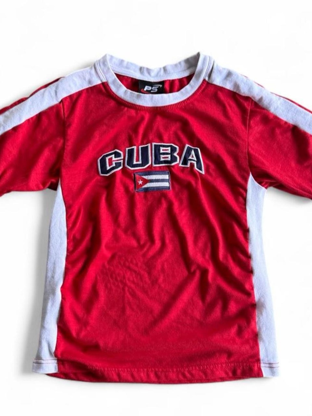 Unbranded Red Short Sleeve 'CUBA' Tee with White Panels